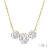 1 1/2 ctw 3-Stone Lovebright Round Cut Diamond Necklace in 14K Yellow & white Gold